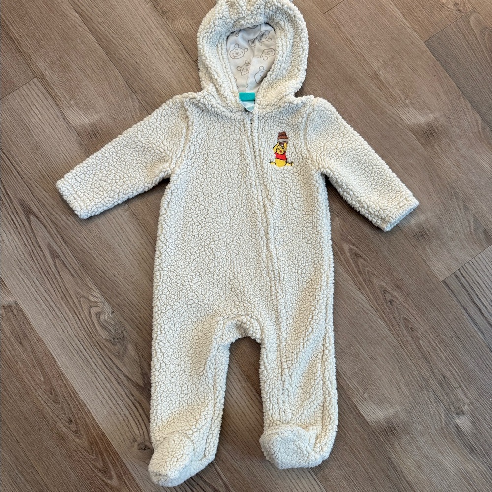 Baby Disney Winnie The Pooh Cozy Hooded Pram Bodysuit